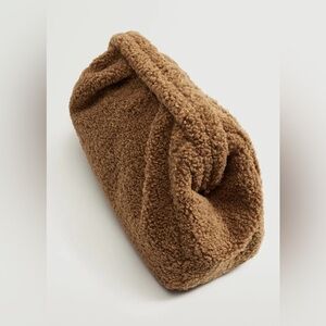 Faux Sherpa cloud pouch clutch - brown